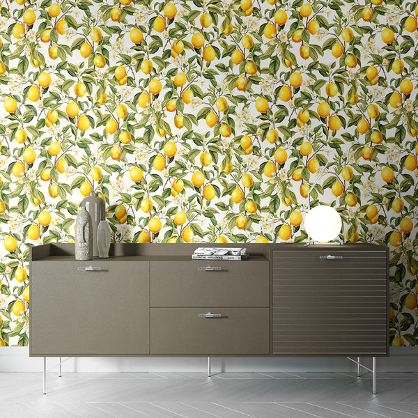 Papier peint panoramique motif citrons Limone
