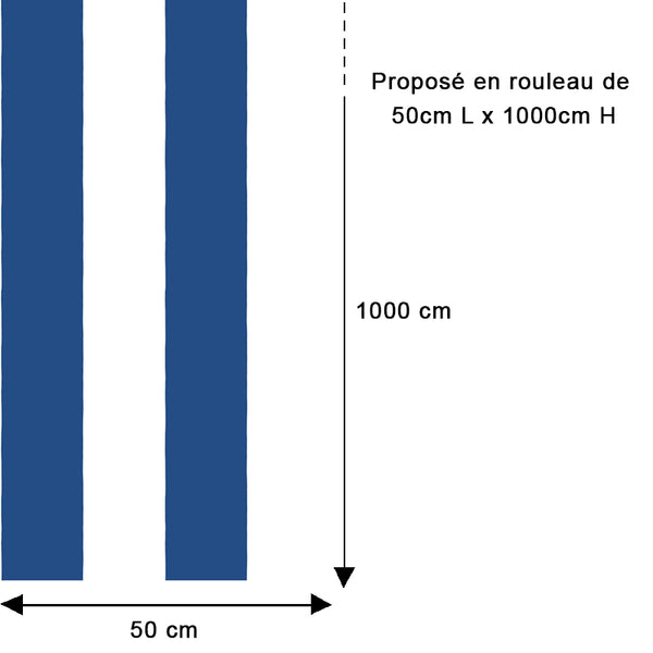 Papier peint rayures larges bleu