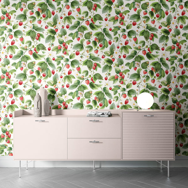Papier peint panoramique motif fraises Fragola