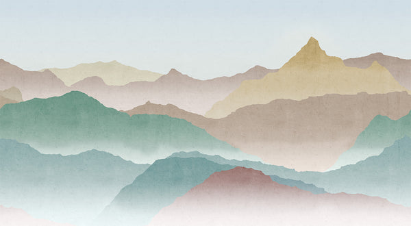 Papier peint panoramique Montagnes Colorées