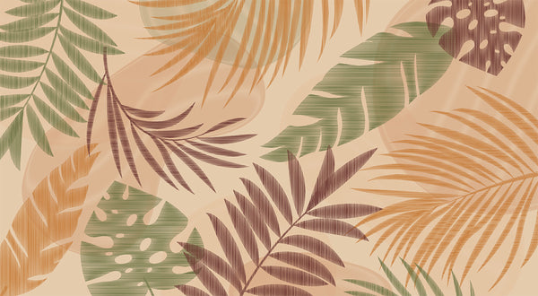 Papier peint feuilles tropicales Palms Orange
