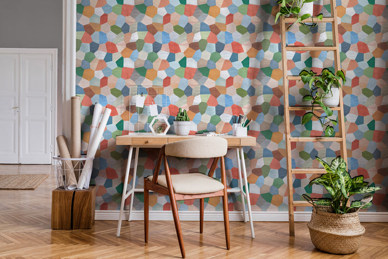 Papier peint géométrique – Mosaïque multicolore Facettes