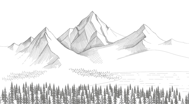 Papier peint panoramique montagne Pencil