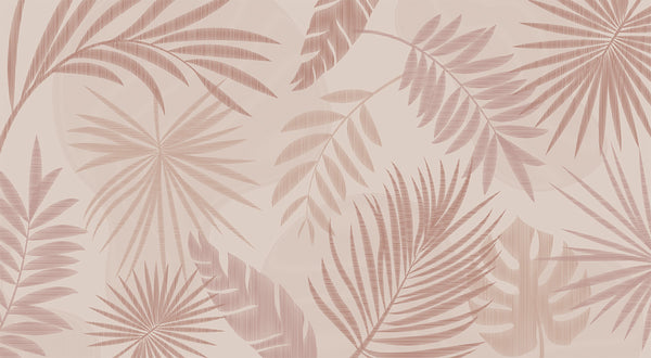 Papier peint feuilles tropicales Palms Rose