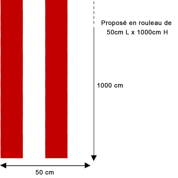 Papier peint rayures larges rouge